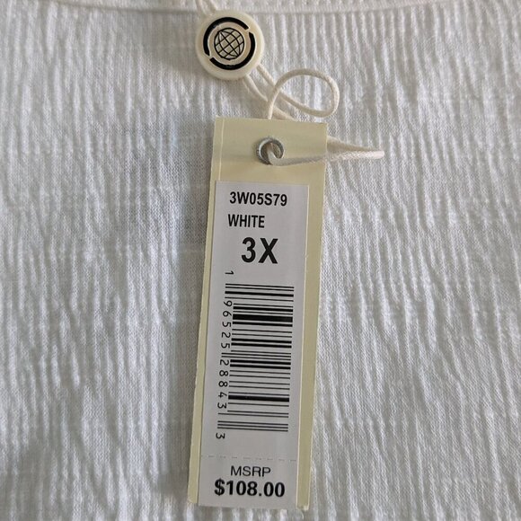 Max Studio Top Size 3X White Cinched Sleeve Jersey Dropped-Shoulder Blouse NWT - Picture 5 of 14
